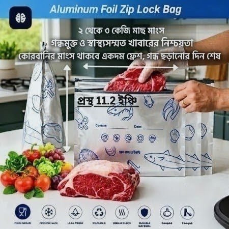 (10 pcs )রিউজেবল অ্যালুমিনিয়াম ফয়েল ফুড স্টোরেজ ব্যাগ